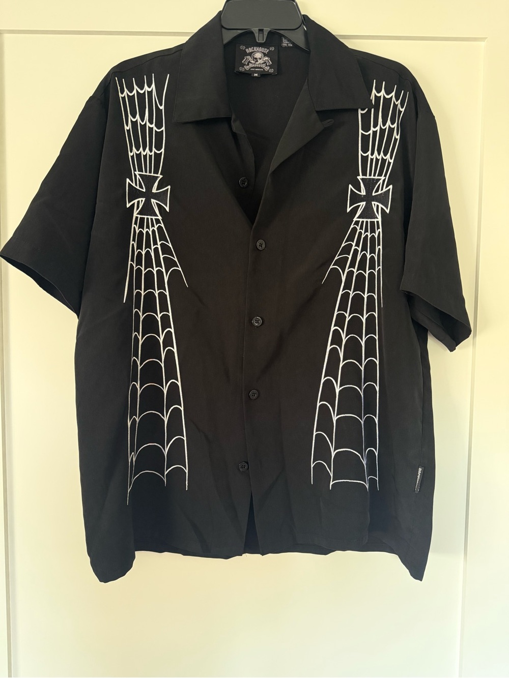 Rockhouse Roadhouse Black Button-Up Shirt with Skull Tag